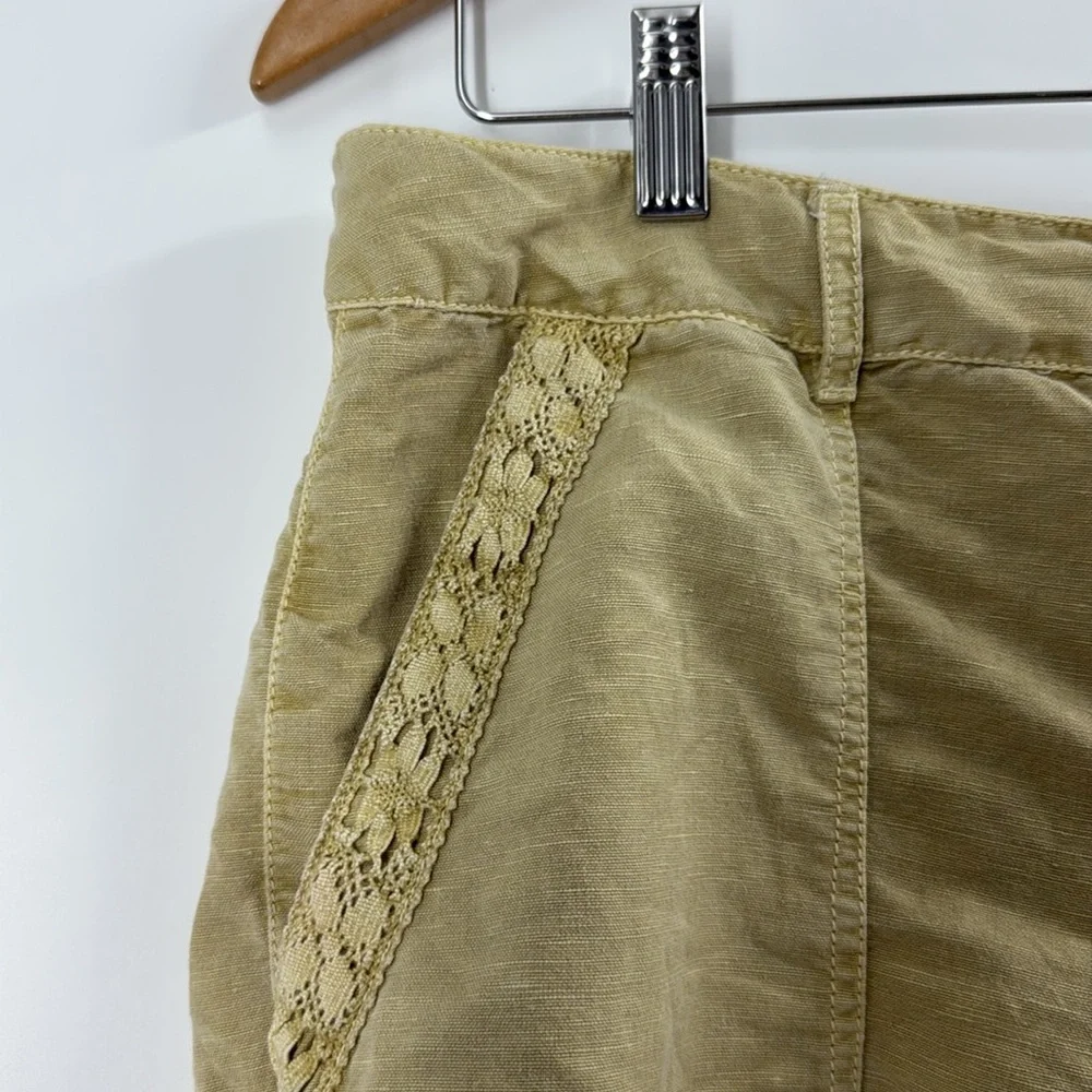 Coldwater Creek Linen blend summer shorts lace trim relaxed fit boho neutral